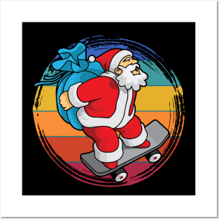 Santa Skateboarder Happy Christmas Merry Christmas Christmas Event Christmas Present Gift for Family for Dad for Mom for Friends for Kids Posters and Art